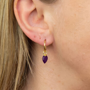18ct Gold Plated February Birthstone Hoop Earrings, 3 of 8