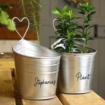 Personalised Double Metal Heart Planter Buckets, 3 of 9