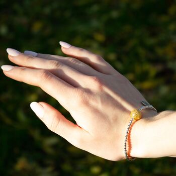 Gold Coloured Crystal Bead On Sterling Silver Bracelet, 2 of 8