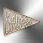 Badass Pink And Gold Pennant Enamel Lapel Pin Badge, Feminist, Girl Power Brooch, Friendship, Christmas, Birthday Gift For Women, thumbnail 3 of 8