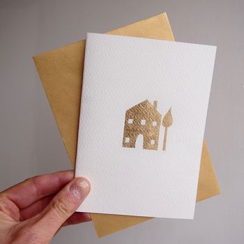 Handmade Gold Leaf New Home House Card, 3 of 8