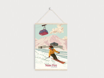 Saas Fee Switzerland Ski Resort Travel Poster Art Print, 6 of 8