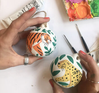 Tiger In The Jungle Hand Painted Ceramic Bauble, 6 of 9