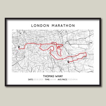 Custom Marathon, Strava Route Or Park Run Map Print, 6 of 8