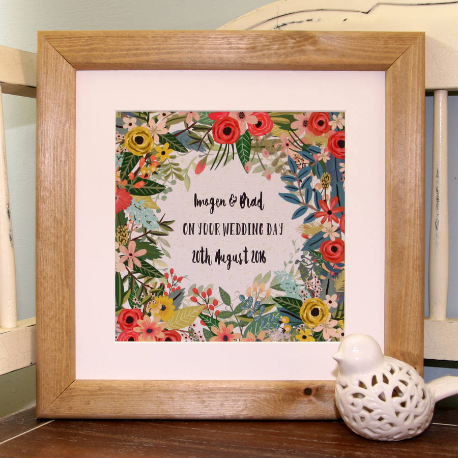 personalised wedding day canvas print 'floribunda' by hopsack & olive