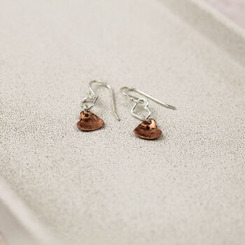 Sterling Silver And Copper Heart Earrings, 2 of 4