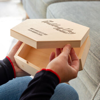 Personalised Our Wedding Day Memories Hexagon Keepsake Box Gift, 3 of 6