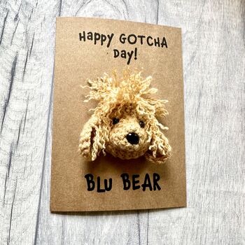 Personalised Dog Name Gotcha Day Crochet Birthday Card Handmade, 12 of 12