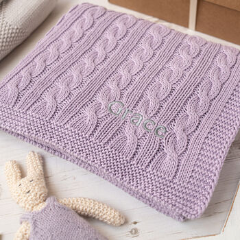 Luxury Baby Girl Purple And Grey Knitted Gift Box, 2 of 12
