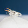 Muntjac Deer Skull Necklace In Sterling Silver, thumbnail 2 of 7