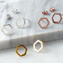 Hexagon Sterling Silver Geometric Stud Earrings, thumbnail 1 of 10