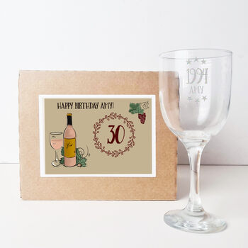 Personalised 30th Birthday Engraved Wine Glass Gift, 5 of 8