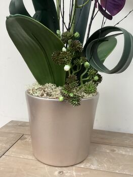 Purple Artificial Silk Orfid Flower Arrangement Mothers Day Gift, 4 of 6