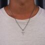 Mens 18 K Gold Cross Pendant Mini Crucifix Necklace, thumbnail 7 of 10