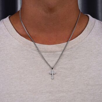 Mens 18 K Gold Cross Pendant Mini Crucifix Necklace, 7 of 10