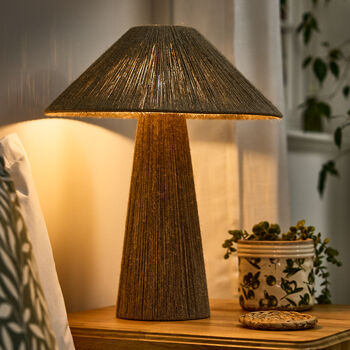 Natural Jute Rope Tapered Mushroom Table Lamp, 2 of 4