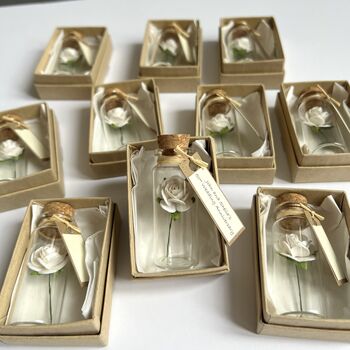 Personalised Paper Red Or Cream Roses In Bottles Wedding Party Favours, 7 of 12