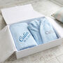 Personalised Dressing Gown And Blanket Baby Boy Hamper, thumbnail 2 of 11