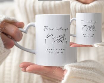 Personalised Valentines Couple Mugs Heart Handle, 2 of 2
