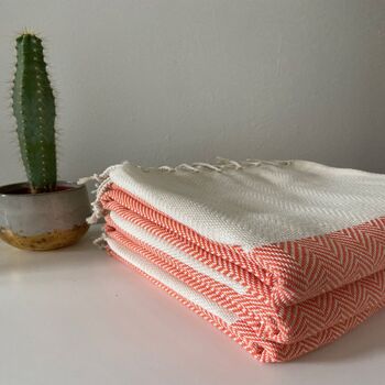 Herringbone Design Orange Sofa Throw Blanket, 5 of 9