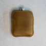 Tan Brown Leather Cased Hip Flask 6oz In Silver /Copper, thumbnail 10 of 10