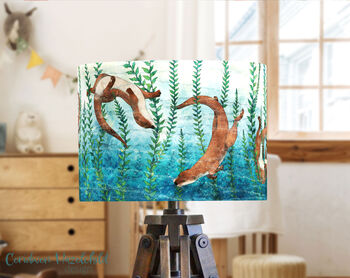 Handmade Otter Woodland Lampshade – Organic Cotton Nature Inspired Lighting, 3 of 3