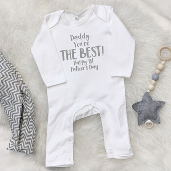 Daddy You're The Best Happy 1st Father's Day Babygrow, 5 of 9