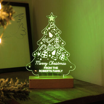 Personalised Christmas Tree Wooden Based LED Light, 2 of 11
