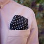 Mens Black And White Polkadot Print Pocket Square, thumbnail 1 of 8