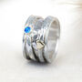 Personalised Sterling Silver Blue Opal Heart Spinner Ring, thumbnail 1 of 8