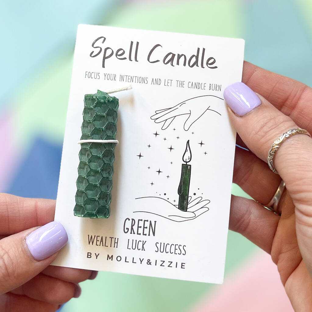 Green Spell Candle Wealth, Luck And Success, 1 of 2