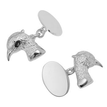 Solid Sterling Silver Pheasant Head Cufflinks, 3 of 6