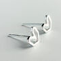 Sterling Silver Geometric Heart Stud Earrings, thumbnail 2 of 6