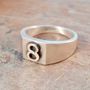 Personalised Number Square Silver Signet Ring, thumbnail 1 of 4