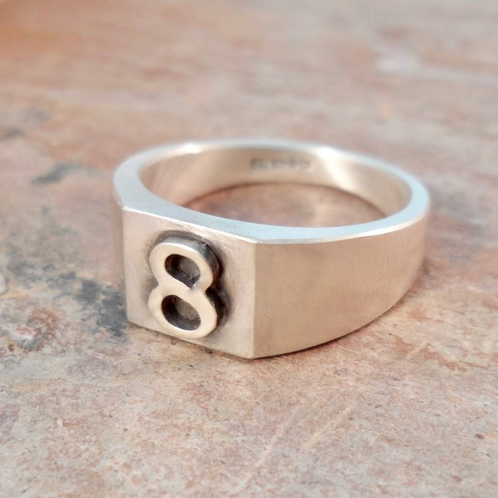 Personalised Number Square Silver Signet Ring, 1 of 4