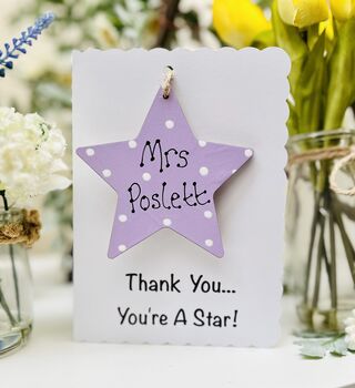 Personalised Teacher Thank You Wooden Star Card, 3 of 4