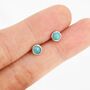 Sterling Silver Rose Cut Amazonite Stud Earrings, thumbnail 5 of 12