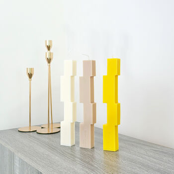 Colourful Block Pillar Candle Geometric Dinner Candles, 3 of 6