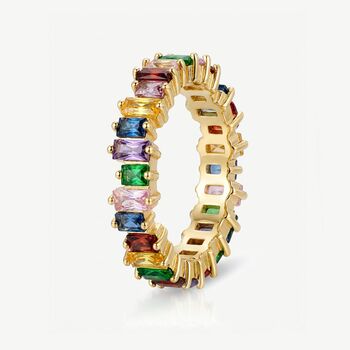 Women's Rainbow Baguette Ring With Colourful Stones, 2 of 5