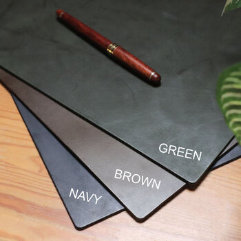 Personalised Initials Vintage Medium Desk Leather Mat, 4 of 12