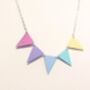 Pastel Bunting Necklace In Acrylic With Silver Plated Chain, thumbnail 2 of 7