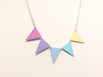 Pastel Bunting Necklace In Acrylic With Silver Plated Chain, 2 of 7