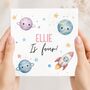 Space Birthday Card, Astronaut Rocket Children Birthday Card, Blue Or Pink, thumbnail 2 of 3