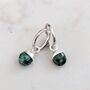 May Birthstone Earrings, Emerald, Silver, thumbnail 1 of 4