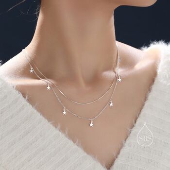 Double Layer Tiny Star Charm Necklace, 7 of 10