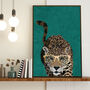 Green Jaguar Gold Glasses Wall Art Print, thumbnail 1 of 4