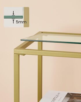 Console Table Tempered Glass Metal Frame Modern Shelves, 4 of 7