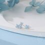 Sterling Silver Asymmetric Blue Hydrangea Flower Cz Stud Earrings, thumbnail 1 of 12