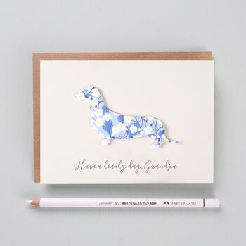 Personalised Father's Day Liberty Sausage Dog Card, 3 of 4