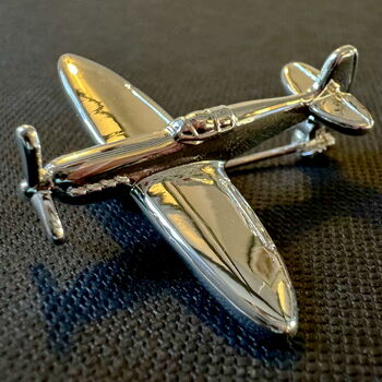 Spitfire Brooch, Silver Plated, 2 of 4